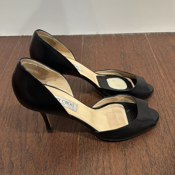 Jimmy Choo Black Peep Toe Pumps Size 39.5/9.5 - Picture 3 of 6